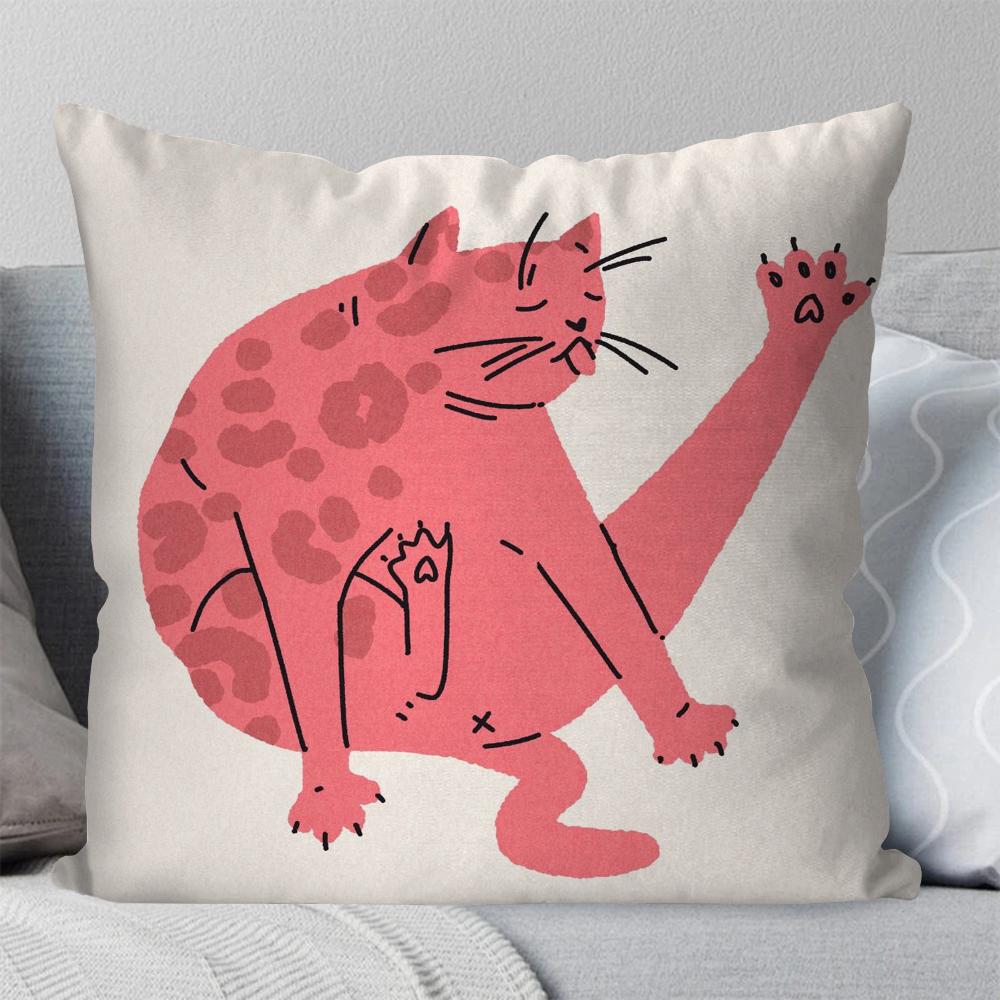 1pc Cute Black Cat Pillow Case Square Pillow Bedroom Sofa Leisure Comfort Cushion Car Living Room Home Decoration 40X40