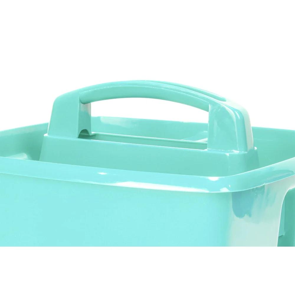 Plastic Desktop Organizer Caddy with Handle Craft Supplies Hobby Storage Multi Compartment Portable Clean Up Solution 6-Pack