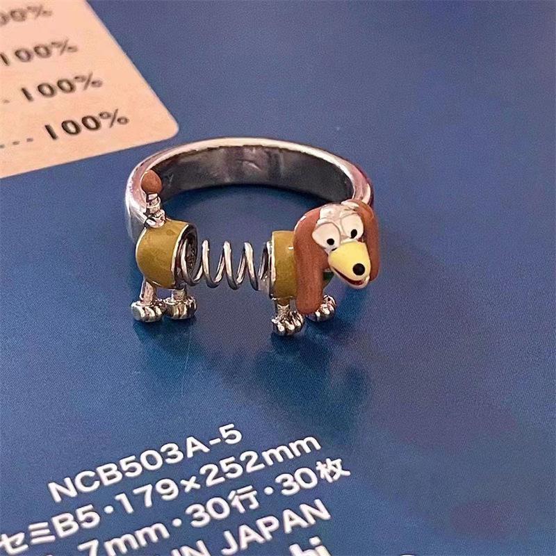 Fun spring cute puppy ring women's light luxury niche design fashion temperament ring personality versatile jewelry tide