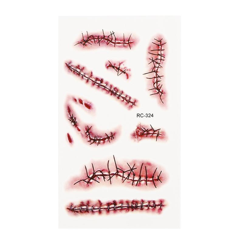 

1/10 шт. наклейки для татуировки на Хэллоуин, реалистичные раны, временные водонепроницаемые поддельные татуировки, забавные наклейки для татуировок на шрамы для детей