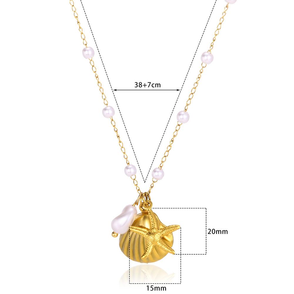 Freshwater Pearl Jewelry Set Shell Starfish Star Necklace Anklet Sets For Women Fashion Stainless Steel Chain Party Daily Gifts