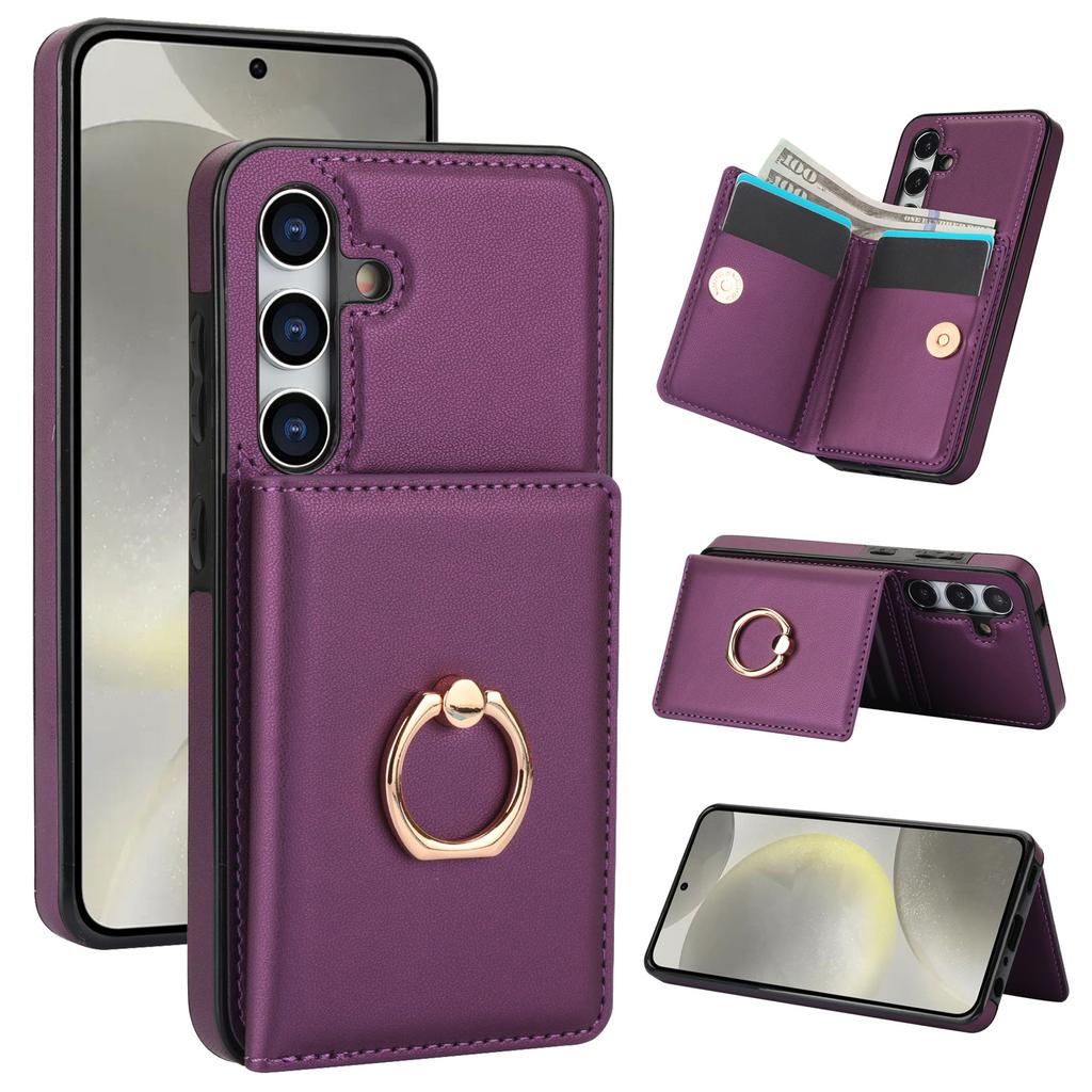 Applicable To iPhone15 Card Case 14Pro Solid Color Ring Buckle Card Change Bag Anti-drop Protective Case Google 8A