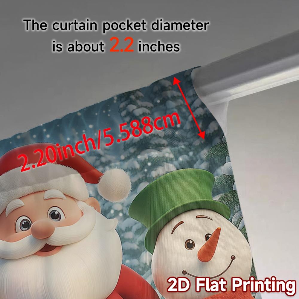 2pcs,Curtains Cute Santa Claus with Reindeer Snowman (2) Fashionable Popular Curtains Semi-Sheer Curtains Decorations Inside