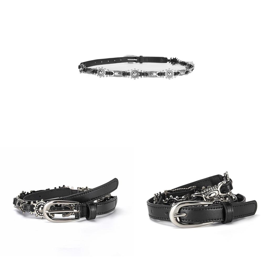 Minimalist Pu Punk Belt With Alloy Buckle For Casual Outdoor And Commuting Fashion
