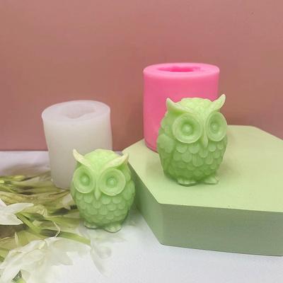 1PC Three-dimensional Owl Scented Candle Silicone Mold DIY Owl Liquid Fondant Cake Decorative Ornament Mold