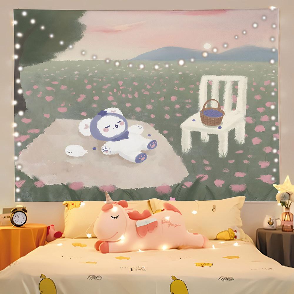 

Cute cartoon white dog background cloth for student dormitory bedroom headboard decoration cloth 74x94cm(29x37in)