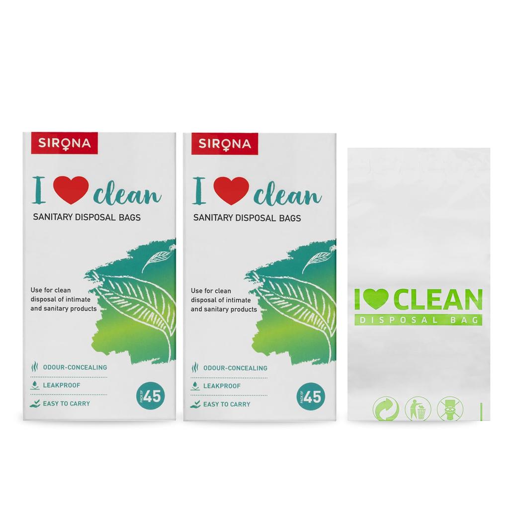 Sirona Personal Disposal Bags - 90 Bags for Discreet Tampons, Sanitary Pads/Napkin, Panty Liners, Tampons & Condoms | Menstrual Care and Hygiene