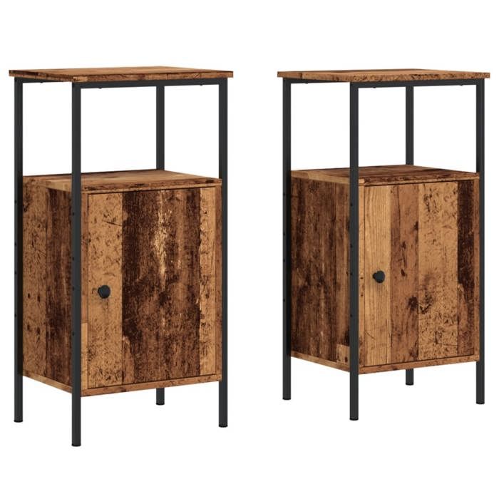 VidaXL Bedside Tables 2 Pcs Old Wood 41x31x80 Cm Engineered Wood, Side Table, Bedside Cabinet, Side Table 857247