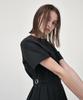 Etmont Half Sleeve Pleats Dress, Black