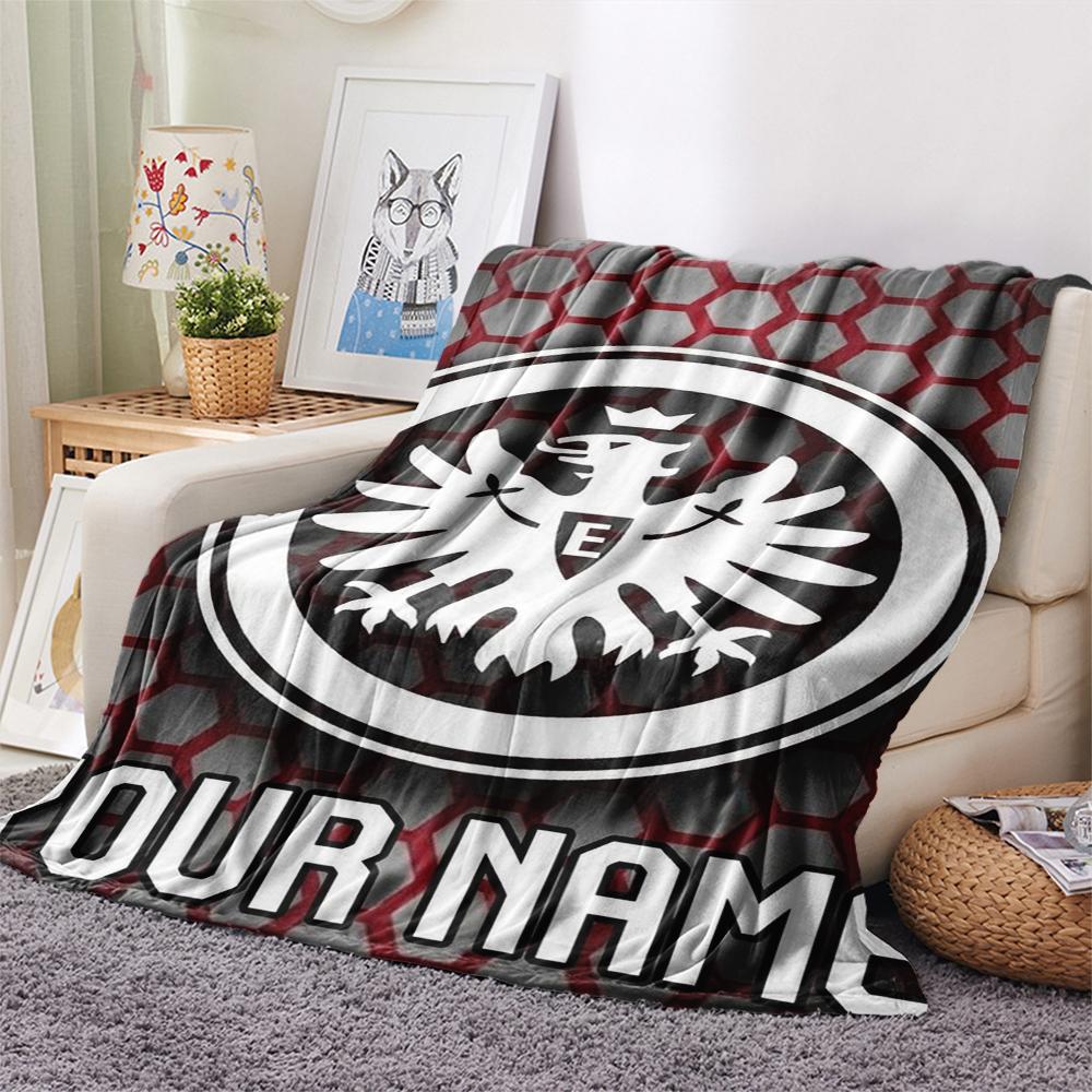 1PC Custom Name Eintracht Frankfurt Patterned Flannel Blanket Suitable For All Seasons for Home Decor Warmth and Comfort Gifts Holiday Present