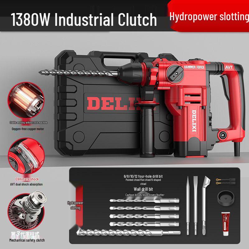 Delixi Multi-Function Electric Hammer & Drill - Industrial-Grade, Dual-Purpose, Lithium-Powered