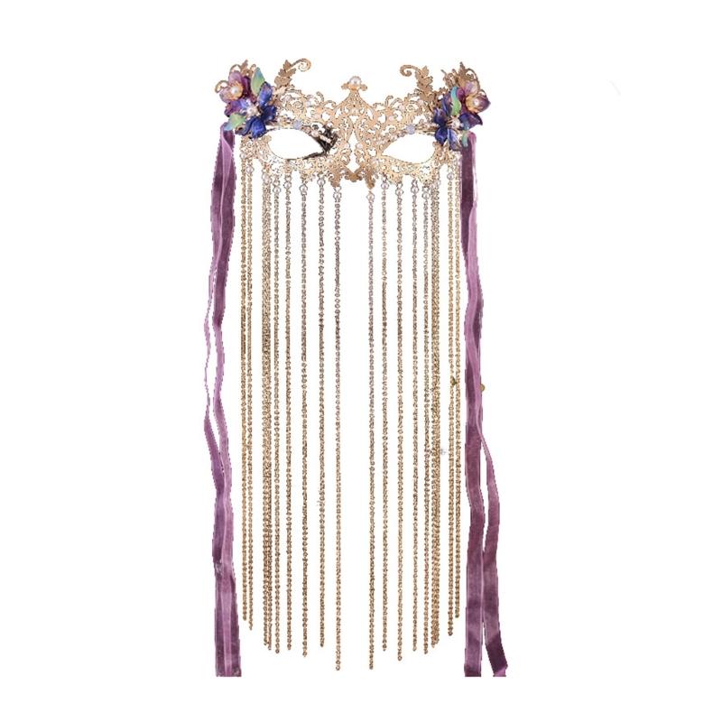

Elegant Alloy Tassels Mask Handmade Fringe Veil Mask Face Cover Accessories for Dance Performers and Costume Lovers 1
