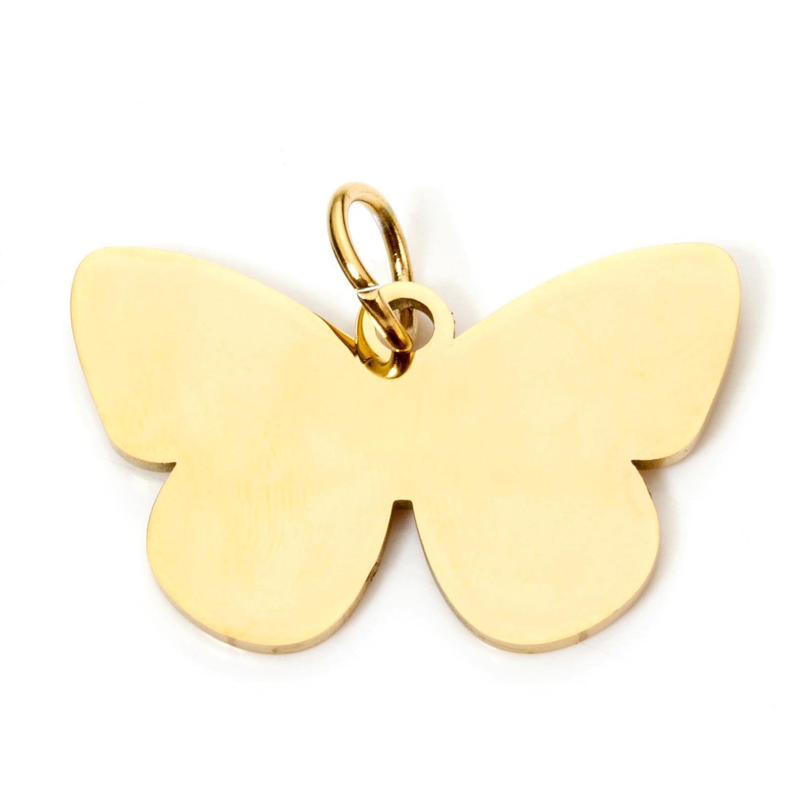 2 PCs 304 Stainless Steel Pendants Butterfly Animal Double-sided Polishing Charms for DIY Jewelry 3cm x 2.3cm