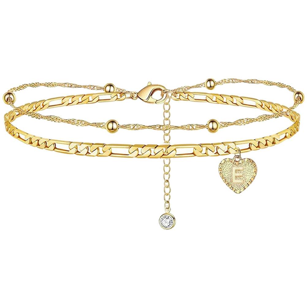 Beach Anklet for Women 26 Letters Heart Initial Anklet Handmade Dainty Layered Letter Initial Heart Anklet Beach