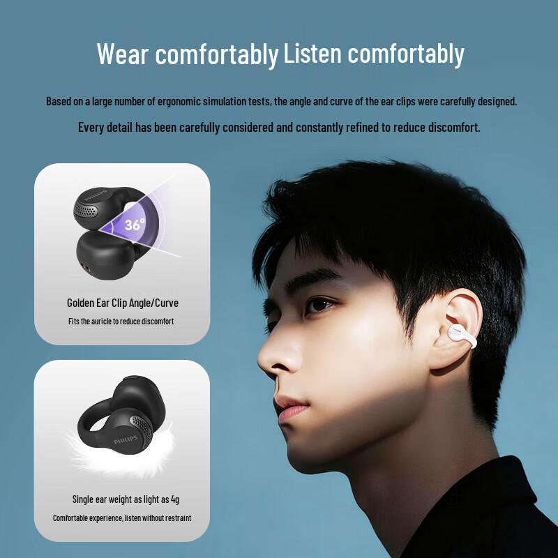Philips TAQ2000 Wireless Bluetooth Ear-Clip Sport Earbuds