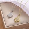 Korean Minimalist Four-Leaf Clover Diamond Heart Bow Clavicle Necklace