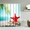 3D Scenic Landscape Seaside Beach Trees Flowers Shell Bath Curtain Shower Curtains for Bathroom Waterproof Polyester Frabic Hook
