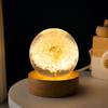 Blume Kristallkugel Nachtlicht mit Holzsockel Niedliches Nachtlicht Runde Kugel Nachtlampe Geschenke für Männer Frauen Kinder Jungen Mädchen