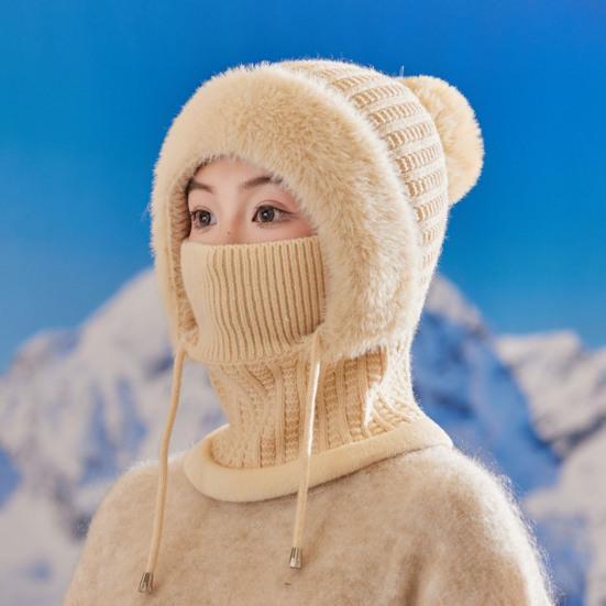 Knitted Hat Women Windproof Insulated Design Soft Fleece Lining 3-in-1 Winter Warm Hat Outdoor Adventures Skiing Hiking Headgear