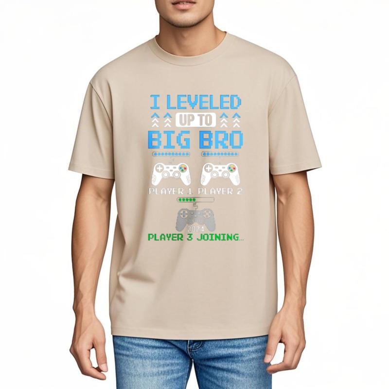 New Arrived Teenagers Round Neck Tshirt Brand I Leveled Up To Big Bro Player 1 Player 2 Player 3 Joining 2024 Classic Tshirt