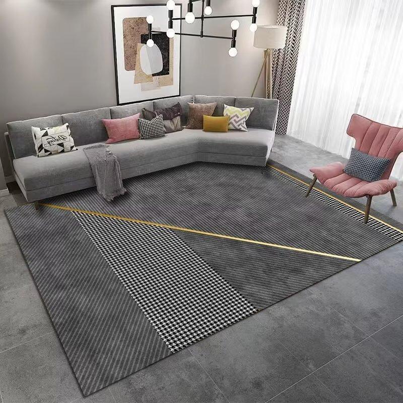 Modern Non-slip Machine Washable Large Living Room Carpet Flannel Grey Colour Home Rugs for Bedroom Luxury Entrance Door Mat