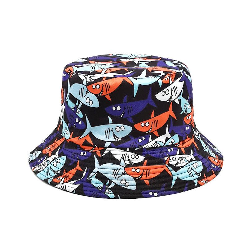 Hiphop Funny Fish Pattern Panama Summer Sunscreen Fisherman Hat Women Man Fashion Decorate Bucket Hats Reversible Fisherman Hat