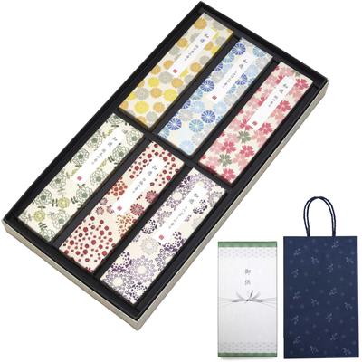 Sympathy Incense Gift [Wayu 6 Types Sandalwood with Outer Wrapping and Carry Bag] Made In Japan, Low Smoke, Gift-Giving Incense for Buddhist Altars, M