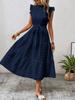 Women's summer new fashion fungus edge flying sleeves lace-up textured dress