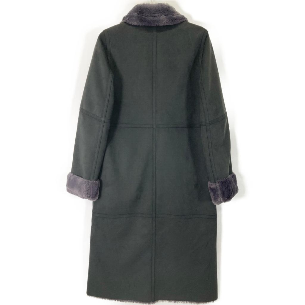 LEMONPLET Black faux shearling zip long coat coat S blackUsed