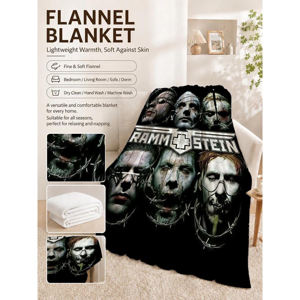 Rammstein Dark Industrial Band Portraits Theme Blanket Skinfriendly Warm Throw Blanket For Bedroom Bed Sofa Lightweight Home Decor Halloween Gift