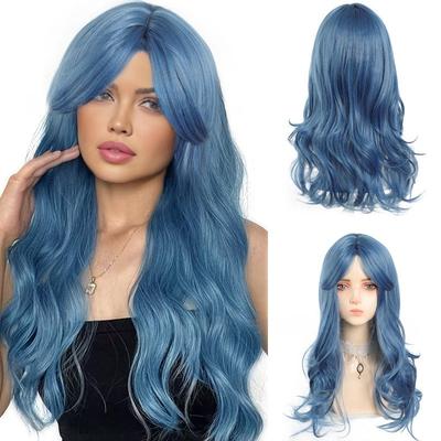 Syntetyczne Peruki Kostiumowe dla Kobiet Dziewcząt Dzieci Peruki Długie Włosy Kręcone Falowane Descend Cosplay Peruka Anime