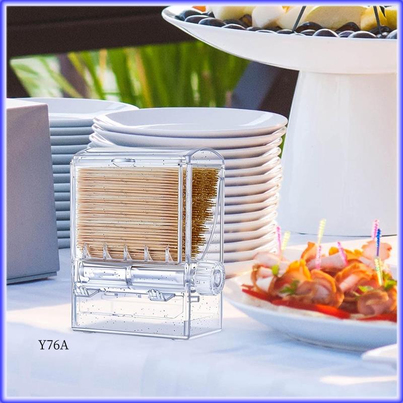 

Good-Toothpick Dispenser Clear Knob Switch Toothpick Holder Rack Stand For Table Home Transparent Plastic 2 PCS прозорий
