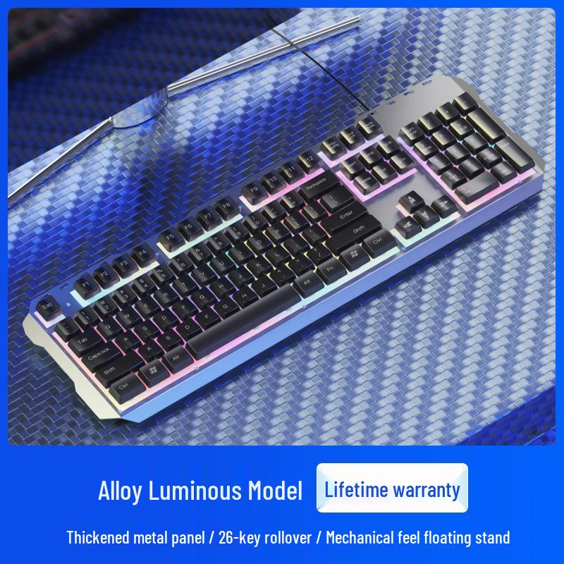 Xia Ke Silent Mechanical-Feel Wired Keyboard & Mouse Set for Desktop/Laptop Office Use