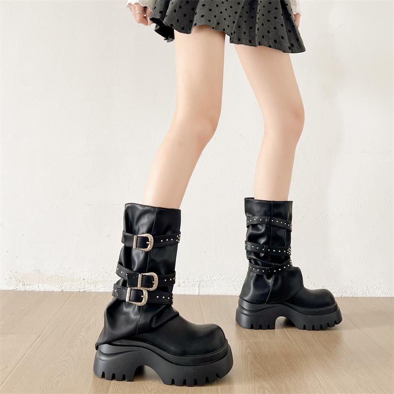 Brown British Style Thick Heel Thick-soled Martin Boots Women's Summer 2025 New Versatile Heightening Soft-soled Maillard Short Boots