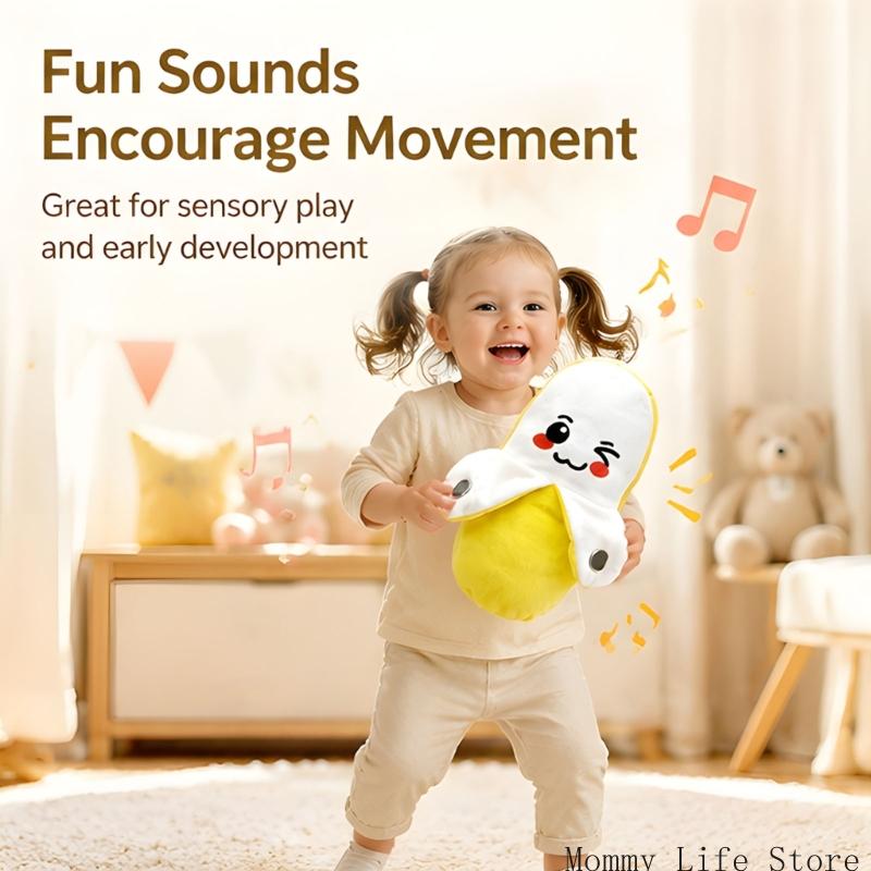 Musical Banana Plush Toy With 16 Songs, Rhythm Response, Light Sound Dancing Effects, Soft Banana Plush Character For Kids Birth