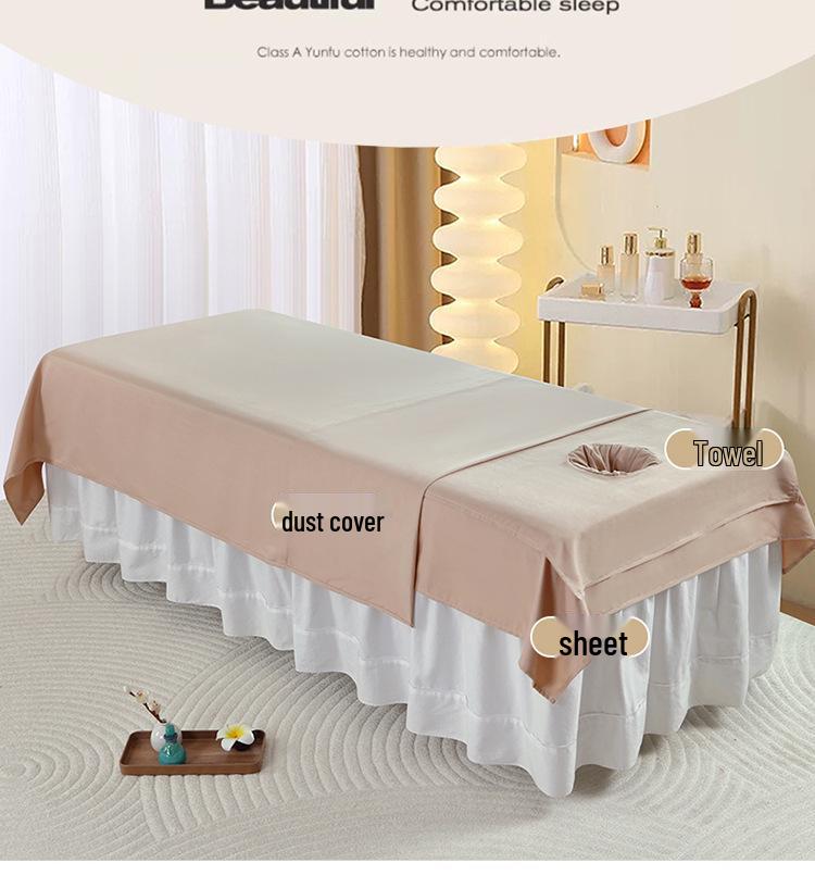 Solid Color Cotton Massage Bed Sheet with Hole for Physiotherapy and Beauty Salons