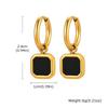 Trendy Geometric Tiger Eye Natural Stone Pendant Earrings for Men Boys, Blue Green Stone Stainless Steel Drop Earrings Jewelry
