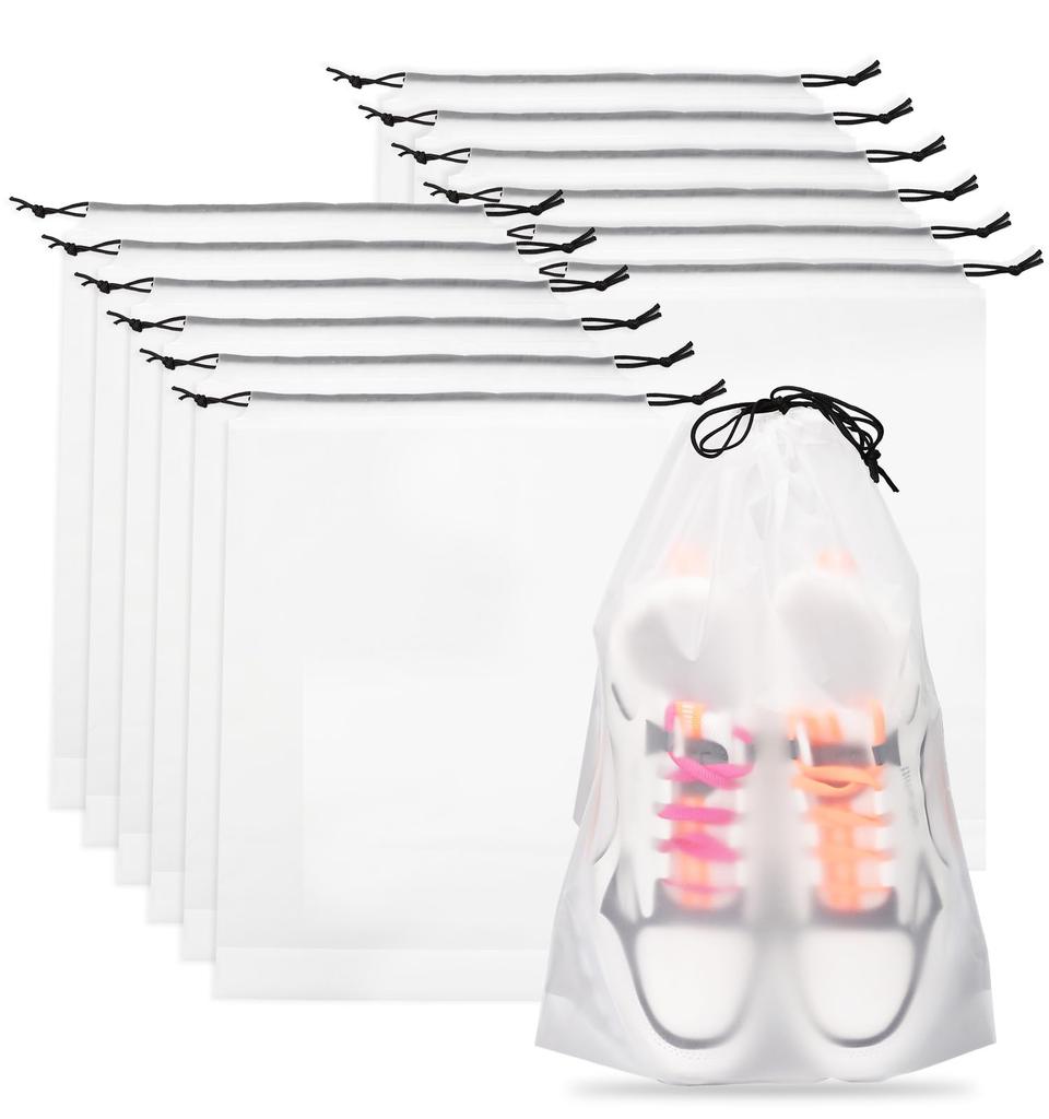 Teskyer 6 Pack Shoe Bags for Travel – Transparent, Waterproof, Portable Shoe Storage for Packing (15.7" X 11.8") – Travel Essentials for Men & Women