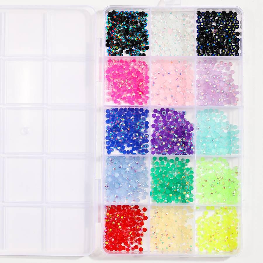 Fluorescent AB Resin Flat-Back Rhinestones for Nail Art - Mixed Sizes