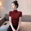 New Ancora Red Half Turtleneck Short-sleeved Bottoming Shirt for Women to Wear with Summer, Spring and Autumn New Style Tops
