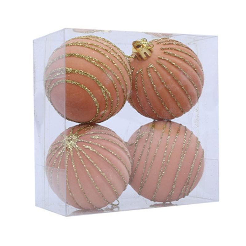 1 Box Flocking Ball Christmas Tree Decorations Multi Color Holiday Ornaments For Festival Home Party Decoration