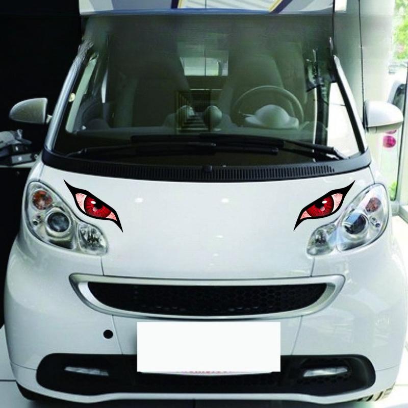 Car Sticker 3D Glossy Red Anime Eye Car Sticker - For Rearview Side Mirror, Eye-catching Character Eye Design Decal