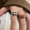 Legierungsstein Offener Ring Verstellbare Punk-Ringe Einfacher Brauner Steinring Verlobungsschmuck Geschenke