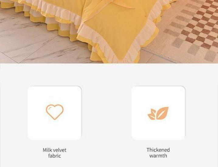 Korean Princess-Style Lace Trim Bedding Set - Brushed Four-Piece for Spring/Autumn