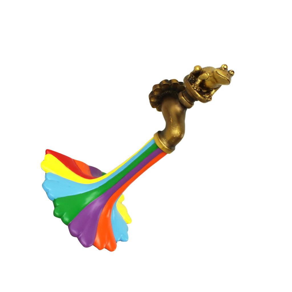 Žába Duhová Baterie Ornament Pryskyřice Zahradní Dekorativní Zvíře Duhová Baterie Socha Řemeslo pro Venkovní