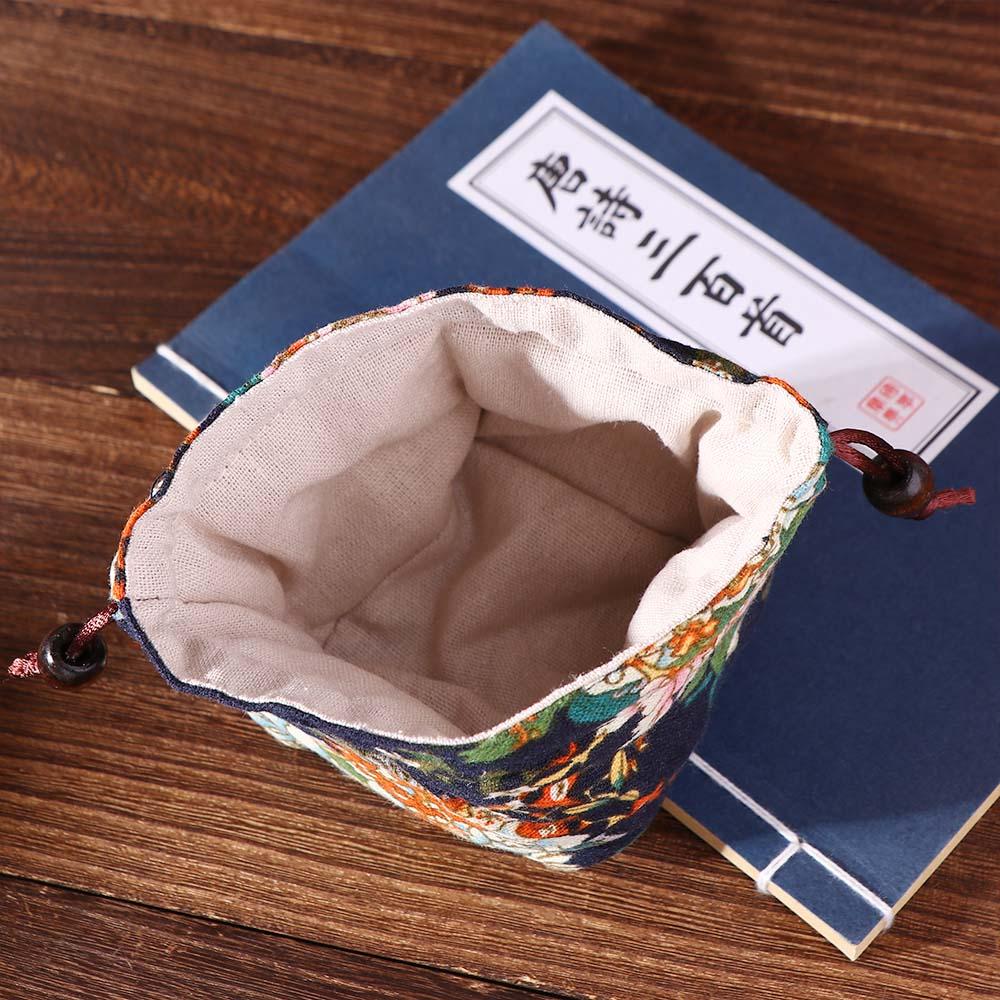 Pocket Cotton Linen Flower Pattern Teacup Bag Teaware Storage Bag Tea Tools Teapot Bundle Pocket