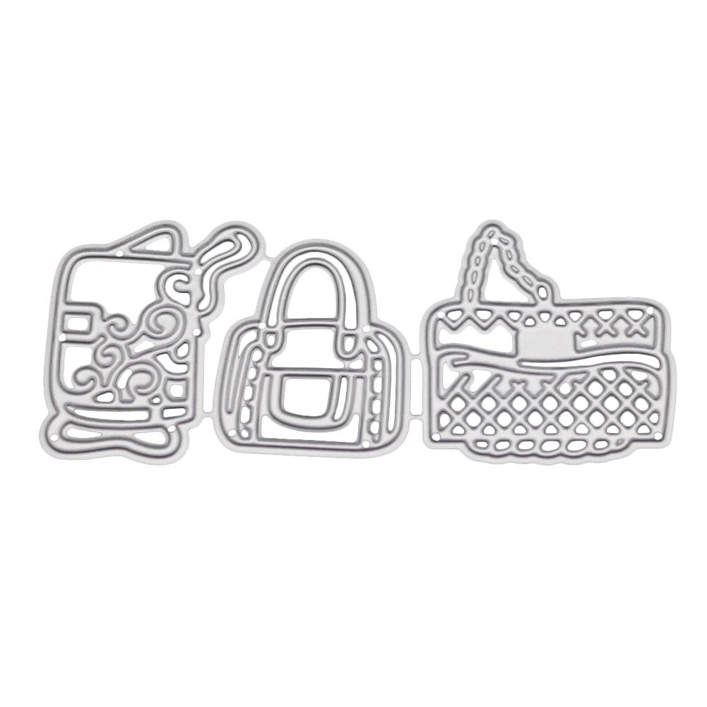 3 Women's Bags Frame Metal Silvery Stencil Embossing Cutting Dies For Diy Scrapbooking Paper Album Cards Making