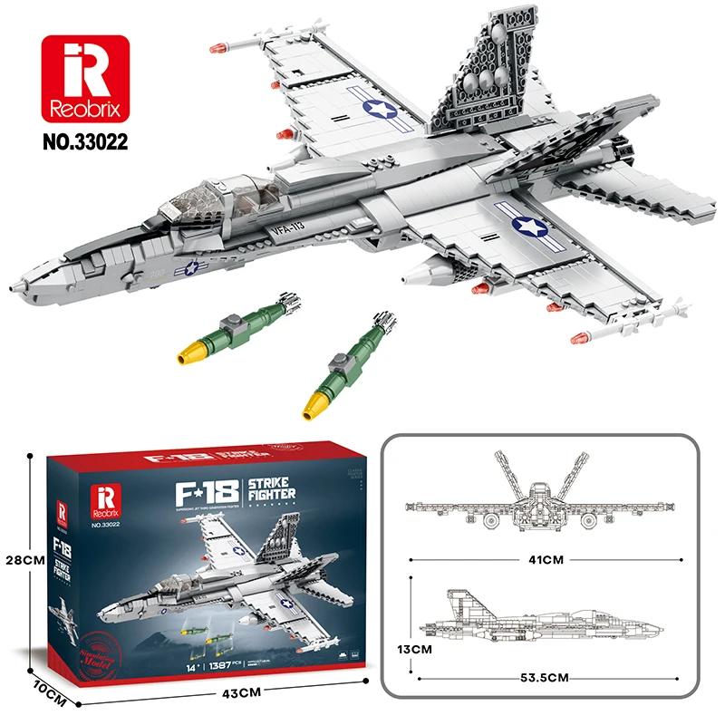 

1387 шт. F-18 Ударный истребитель Строительные блоки Модель самолета ВВС Образовательная DIY игрушка Праздничный подарок для детей и взрослых