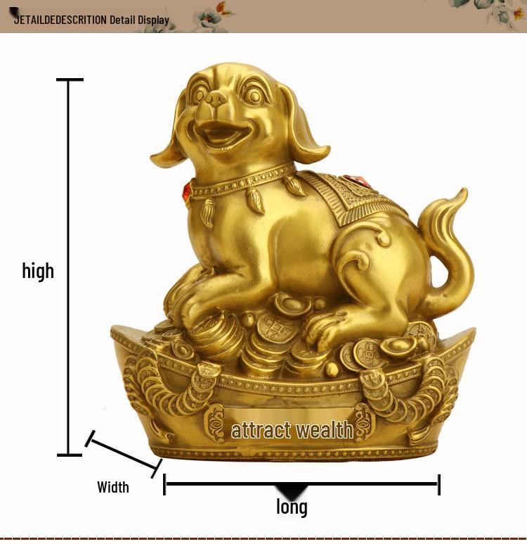 Twelve Zodiac Copper Dog Ornament for Home or Office