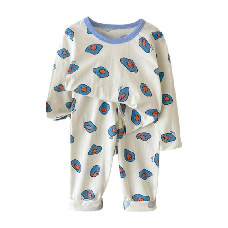 

Детская футболка с длинным рукавом и длинные брюки, пижама, мультяшный принт, домашняя одежда, двухкомпонентный детский пижамный комплект 150